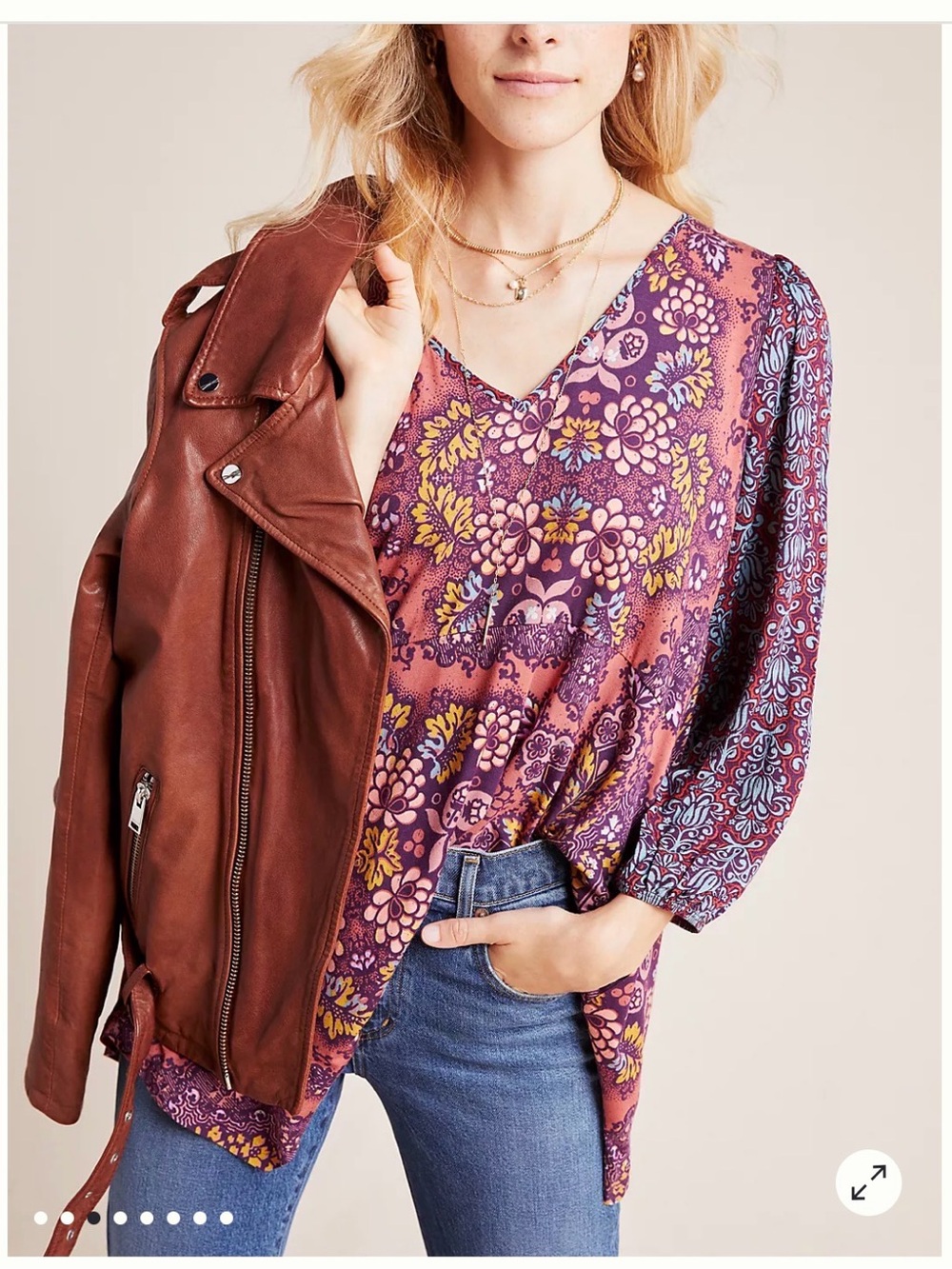 EUC Maeve for Anthropologie Floral Patchwork Tunic Blouse XS Petite